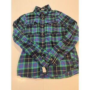 Abercrombie & Fitch Women's Green Long Sleeve Button-Down Plaid Shirt Size S/M